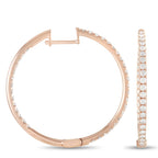 14K Rose Gold 1.0ct Diamond Hoop Earrings