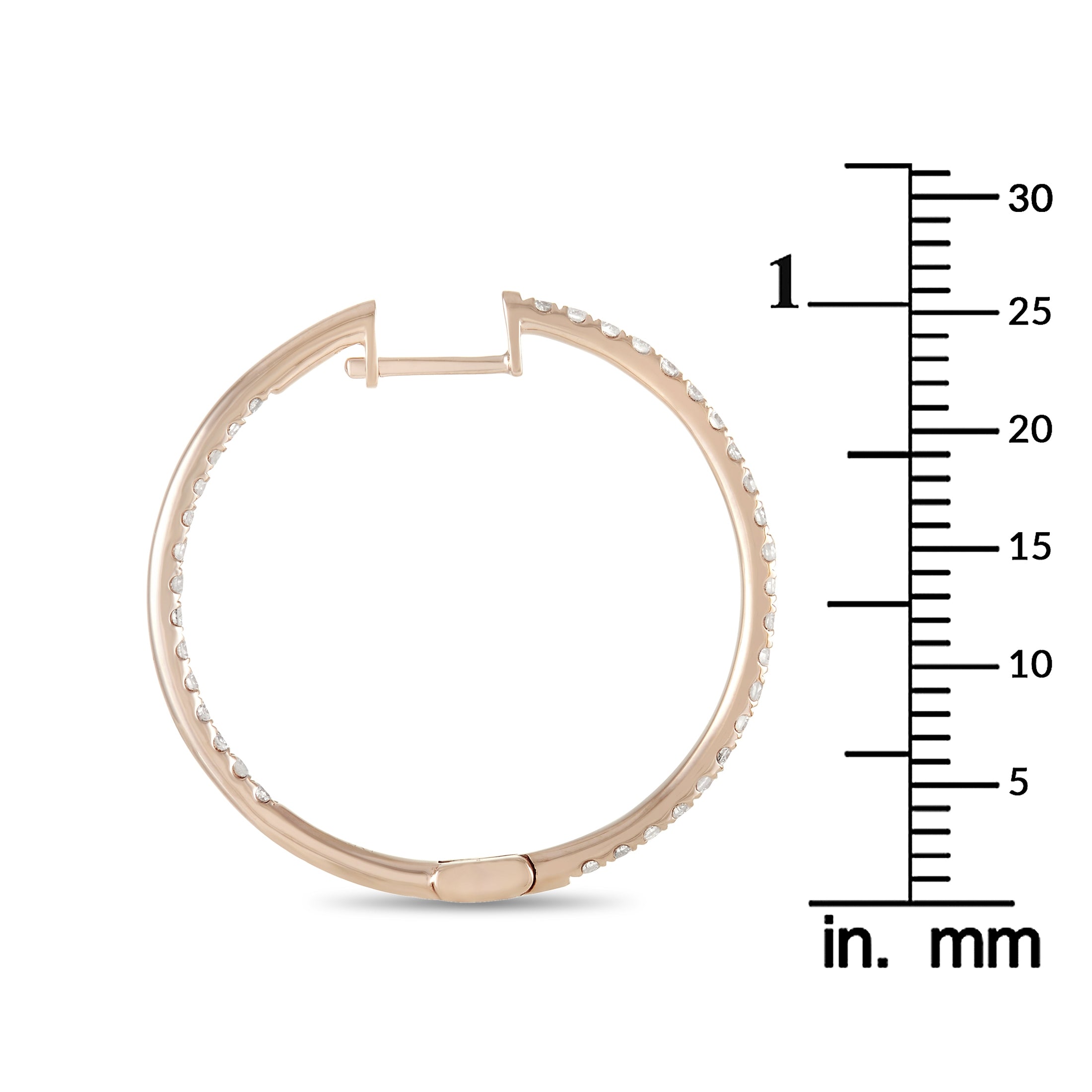14K Rose Gold 1.0ct Diamond Hoop Earrings
