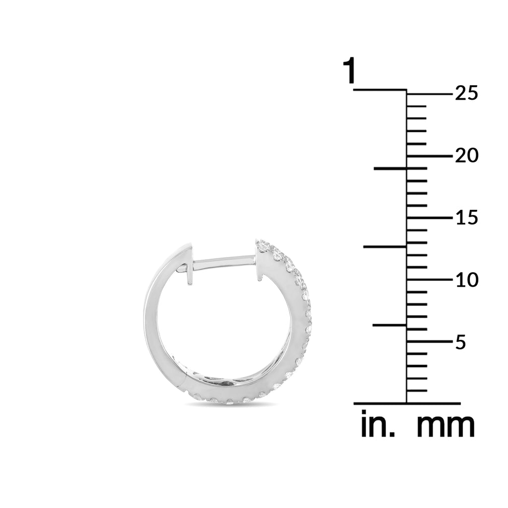 14K White Gold 1.0ct Diamond Hoop Earrings