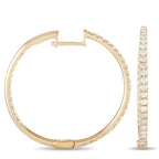 14K Yellow Gold 1.0ct Diamond Hoop Earrings