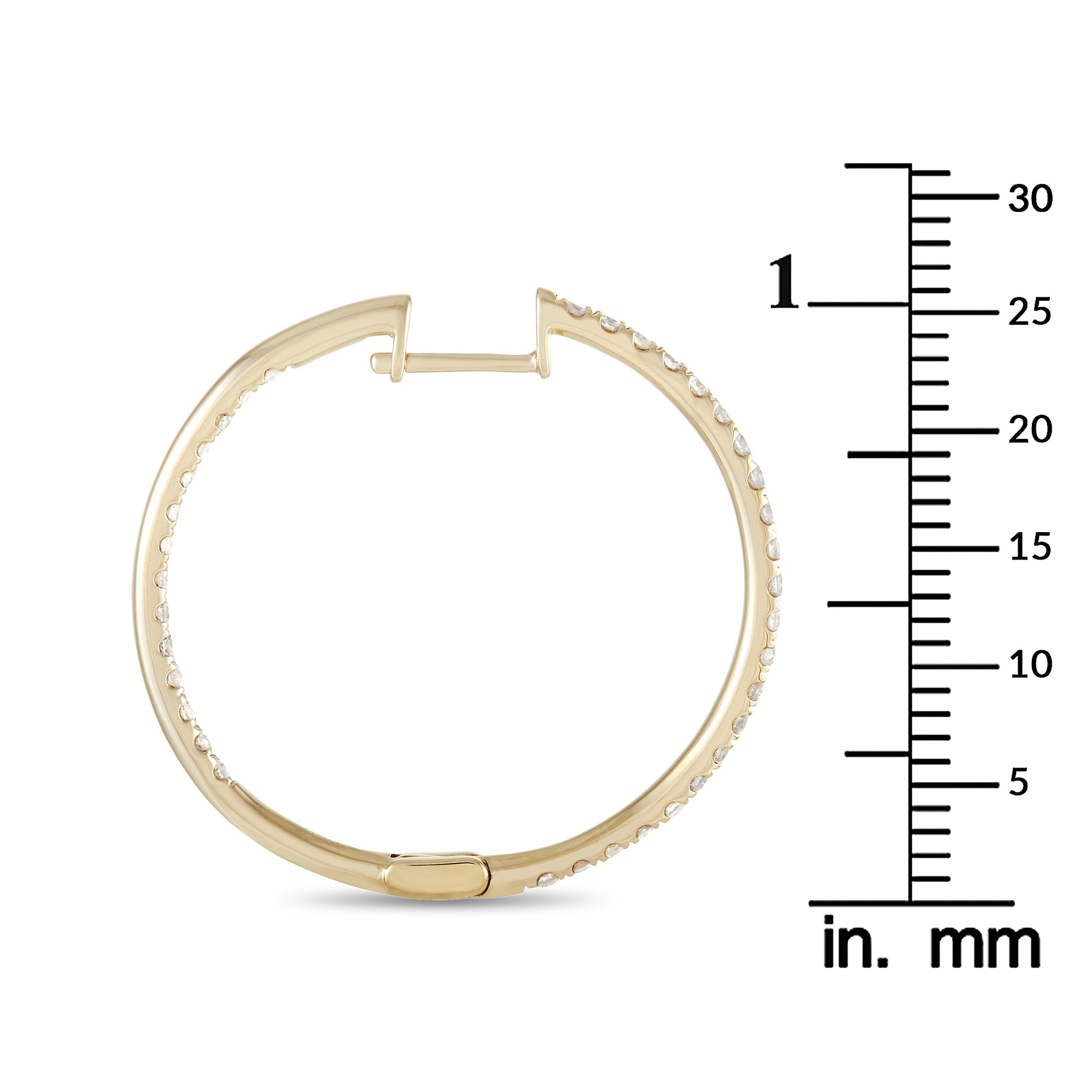 14K Yellow Gold 1.0ct Diamond Hoop Earrings