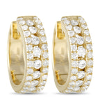 14K Yellow Gold 1.0ct Diamond Hoop Earrings