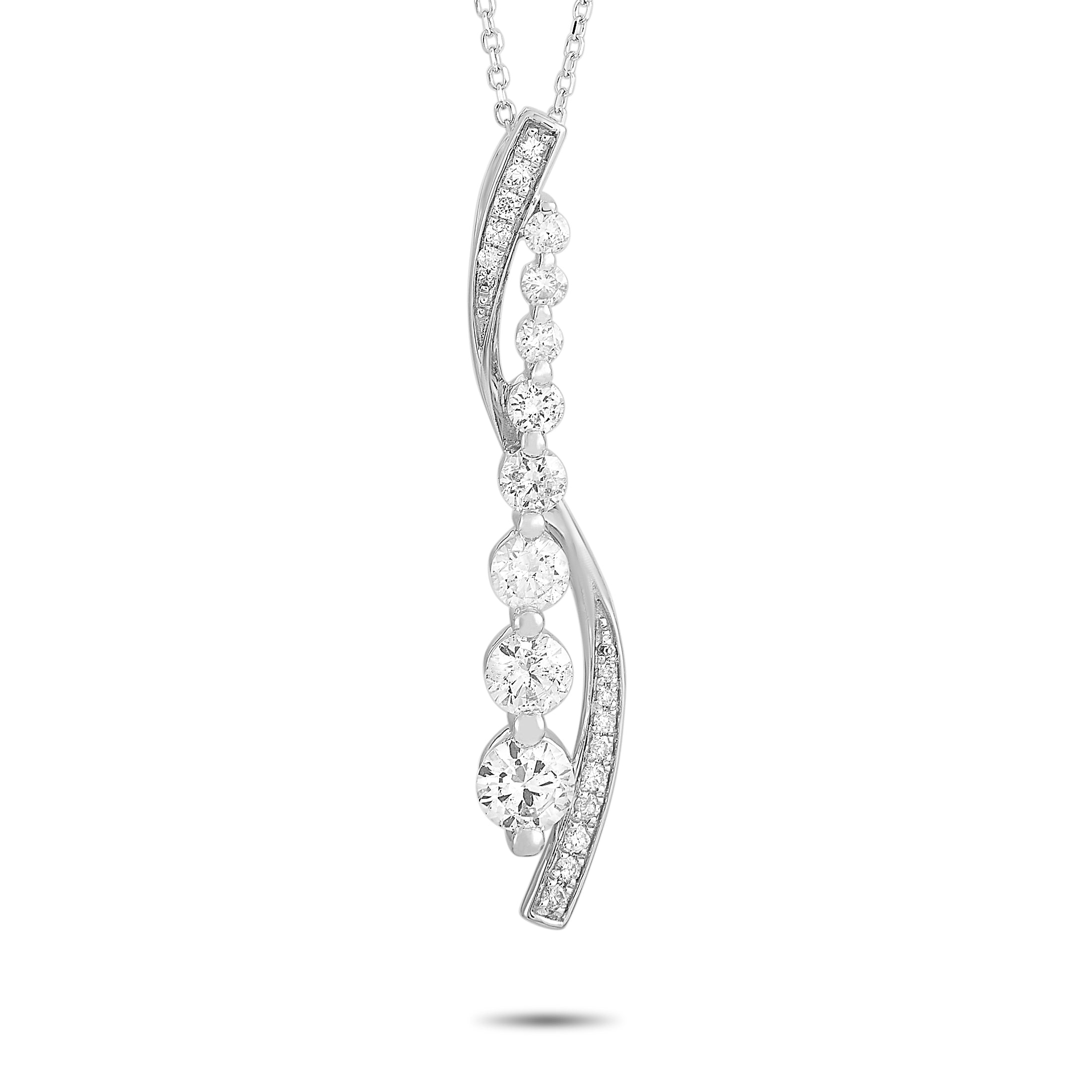 14K White Gold 1.0ct Diamond Necklace