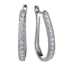 ~1ct 14K White Gold Diamond Oval Hoop Earrings