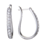 ~1ct 14K White Gold Diamond Oval Hoop Earrings