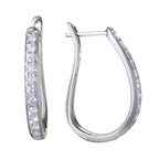 ~1ct 14K White Gold Diamond Oval Hoop Earrings
