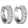 14K white gold diamond hoop earrings, pair with pavé-set round diamonds