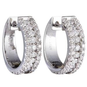 14K White Gold 1.00 ct Diamond Hoop Earrings