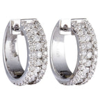 Exclusive 14K White Gold 1.00 ct Diamond Hoop Earrings – This pair of huggie earrings glisten with elegance and delicate diam