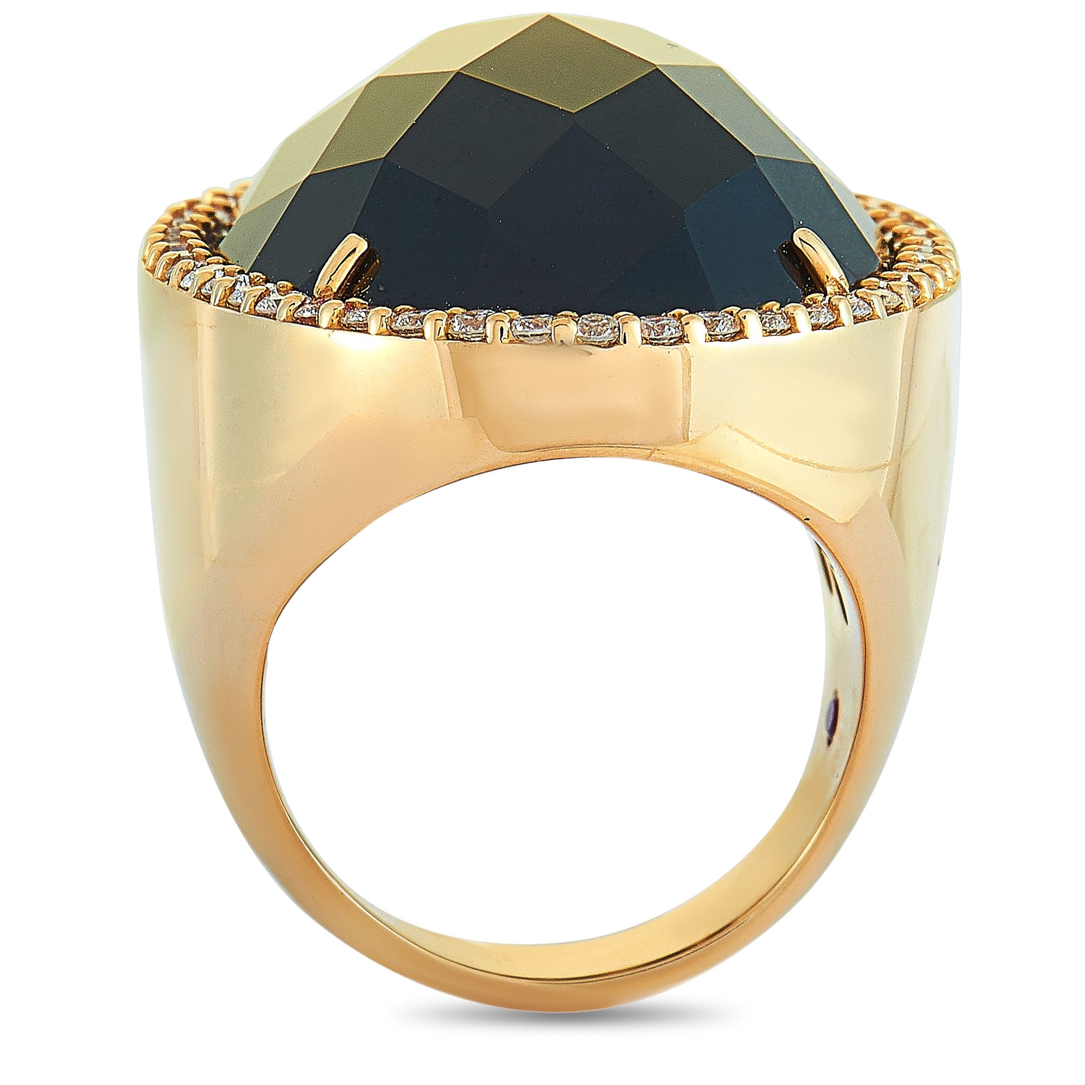 Roberto Coin 18K Rose Gold Diamond and Onyx Ring