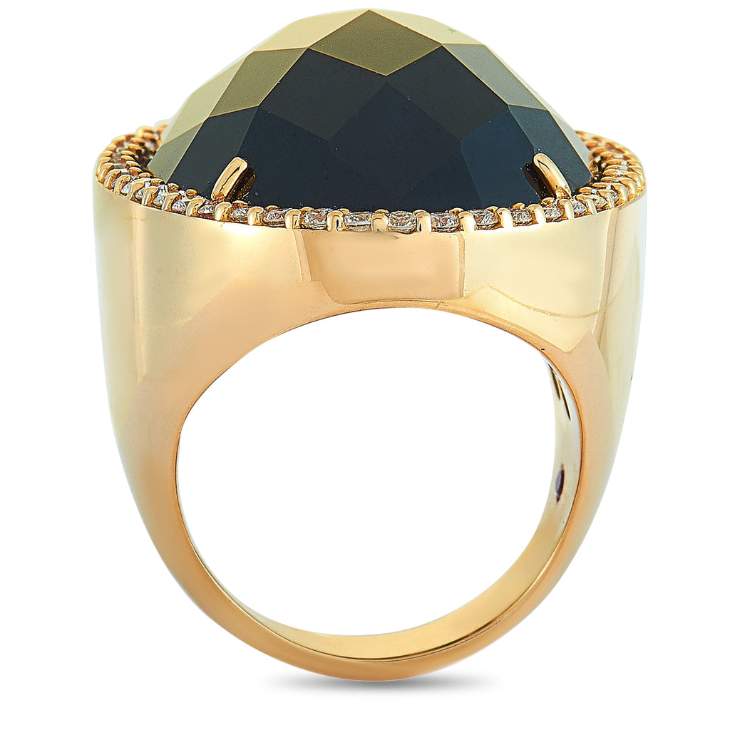 Roberto Coin 18K Rose Gold Diamond and Onyx Ring