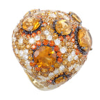 Roberto Coin18K Yellow Gold Orange Citrine and Topaz and Diamond Cocktail Ring 364183AY65JX – Mesmerizing, flamboyant and cer