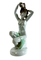 Vintage Herend Porcelain White Figurine Nude Lady Woman combing Hair