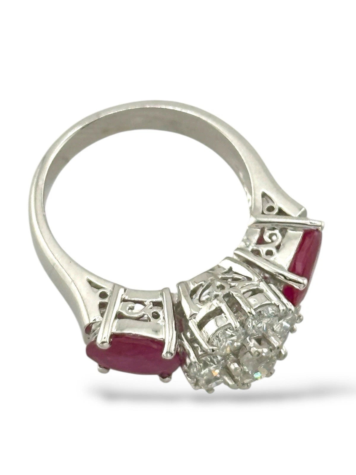Platinum Women’s Ring with Rubies and Diamonds 0.95ct