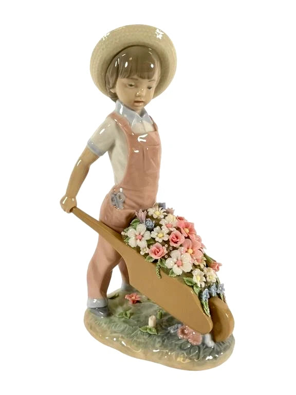 Lladro Limited Edition Porcelain Wheelbarrow with Flowers 1283 Rare
