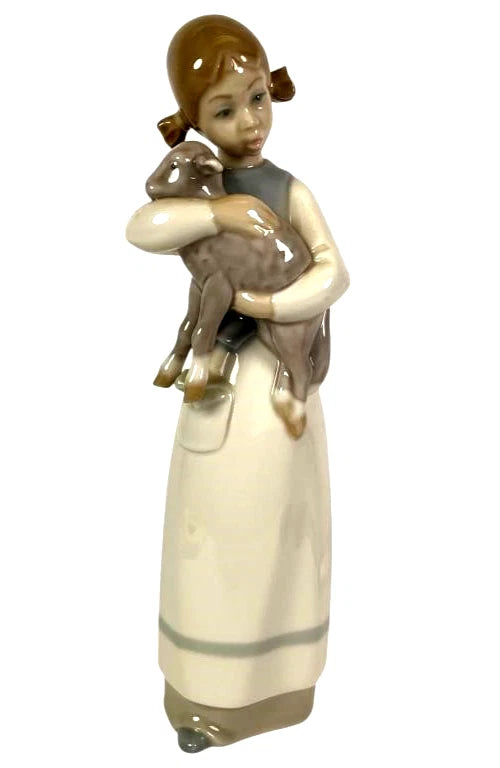 Lladro  Vintage Limited Edition Girl with Lamb 1010 – Lladro porcelain figurine titled 'Girl with Lamb,' model number 1010