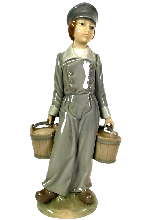 Lladro  Vintage Limited Edition Dutch Boy with Pails 4811 – Porcelain figurine by Lladro titled 'Dutch Boy with Pails,' model