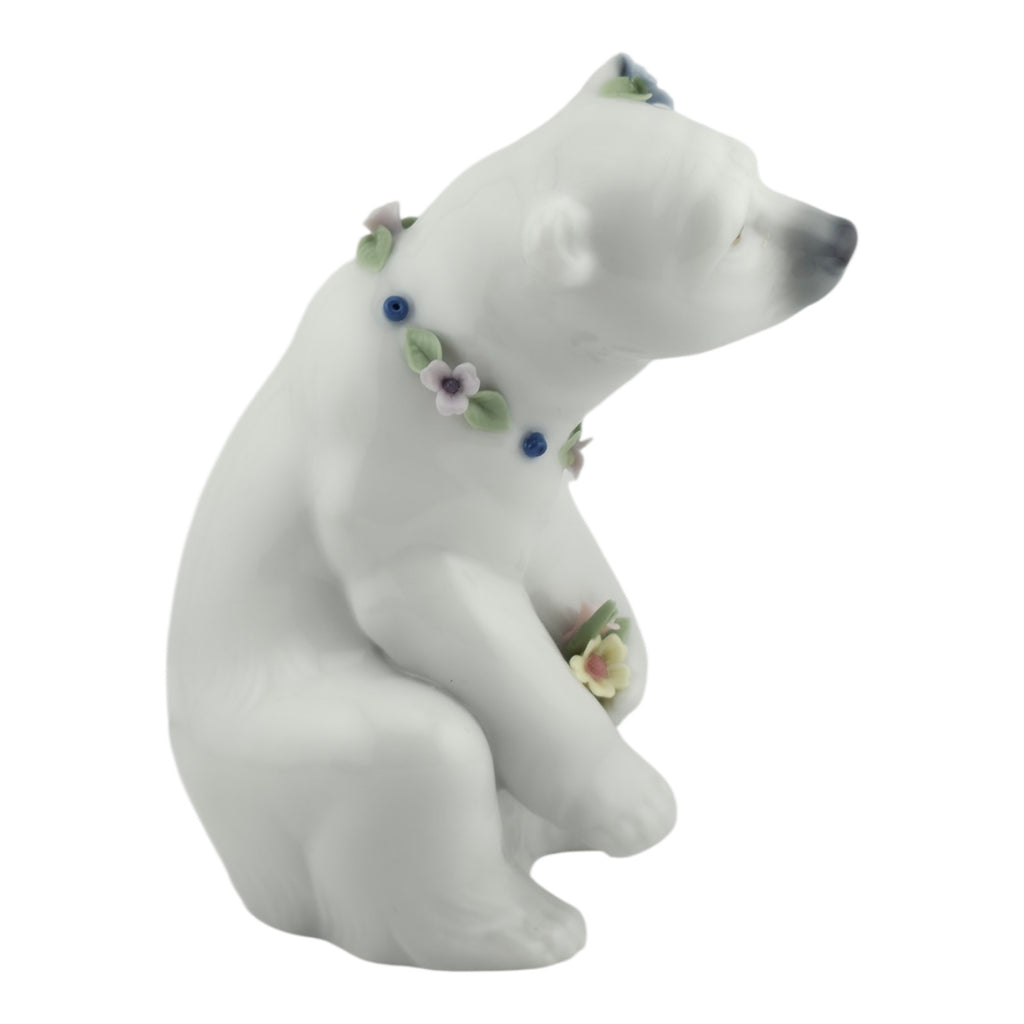 LLADRO Polar Bear Resting With Flowers Animals Wild Retired 2001