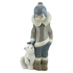 LLADRO Retired Eskimo Boy with Polar Bear Cub 5238 Hand Painted Porcelain