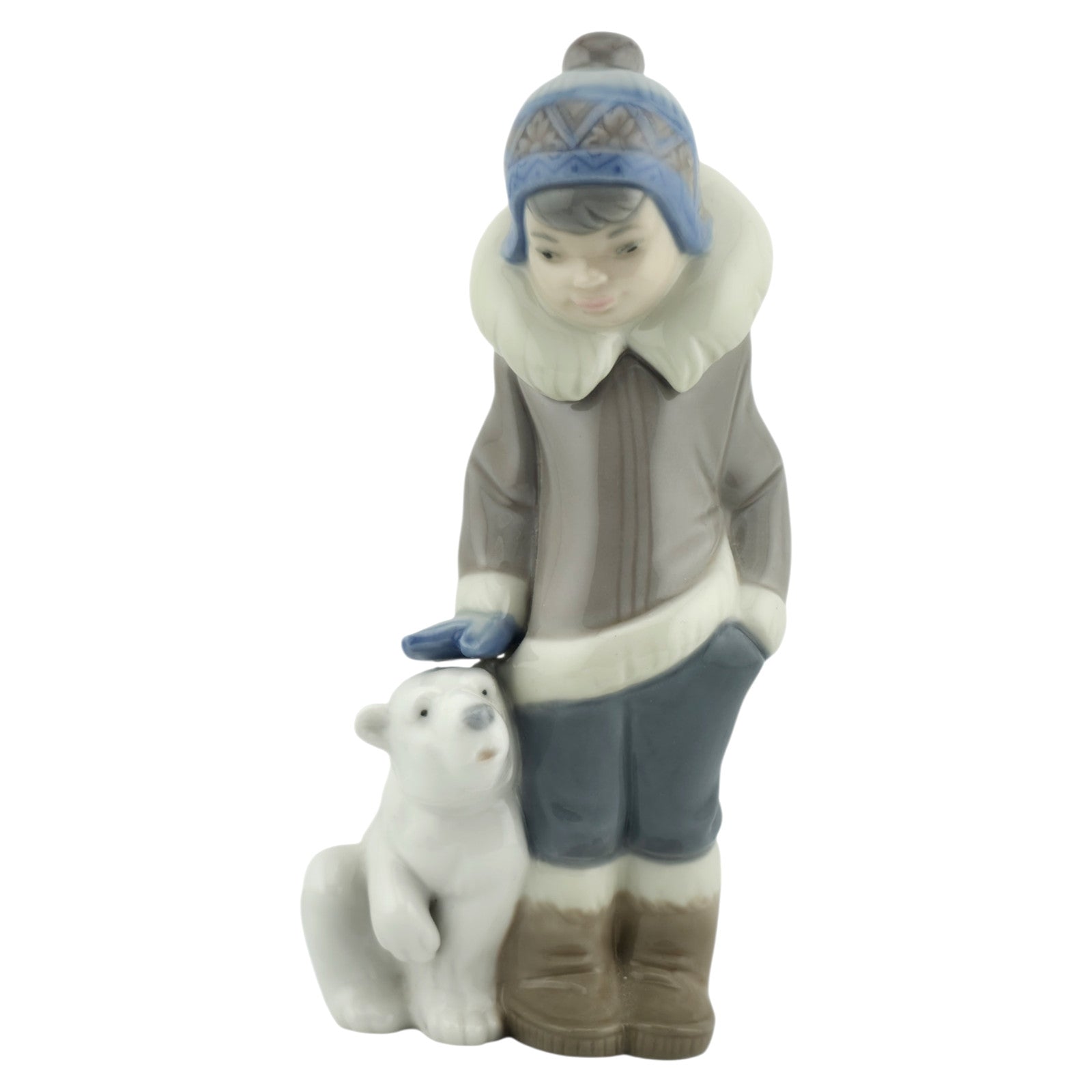 LLADRO Retired Eskimo Boy with Polar Bear Cub 5238 Hand Painted Porcelain