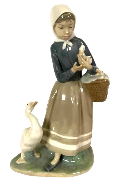 Lladro  Vintage Limited Edition Shepherdess with Ducks  #4568 – Lladro porcelain figurine titled 'Shepherdess with Ducks,' mo