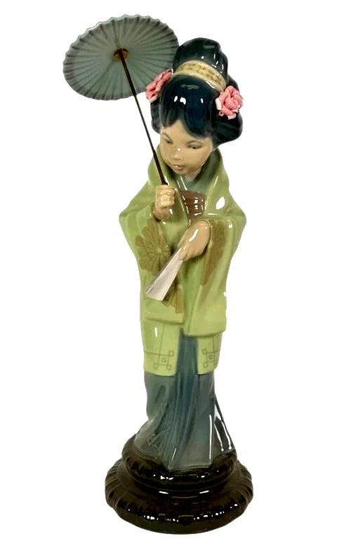 Lladro  Vintage Limited Edition Japanese Geisha Girl with Umbrella 4988 – Lladro porcelain figurine titled 'Japanese Geisha G
