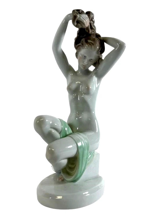 Vintage Herend Porcelain White Figurine Nude Lady Woman combing Hair – Vintage Herend Porcelain White Figurine Nude Lady Woma