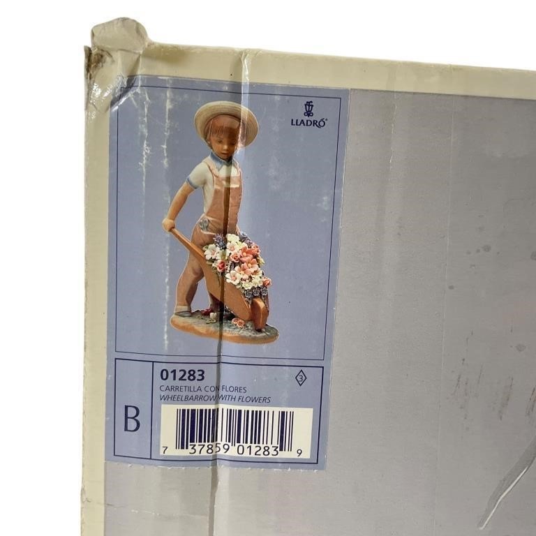 Lladro Limited Edition Porcelain Wheelbarrow with Flowers 1283 Rare