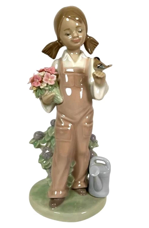 Lladro Vintage Limited Edition  Porcelain Figurine Spring Girl 5217 – Lladro porcelain figurine titled 'Spring Girl,' referen