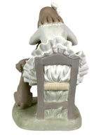 Retired LLADRO Girl with Flowers  # 1088 Girl w Flower Basket & Dog Mint Spain