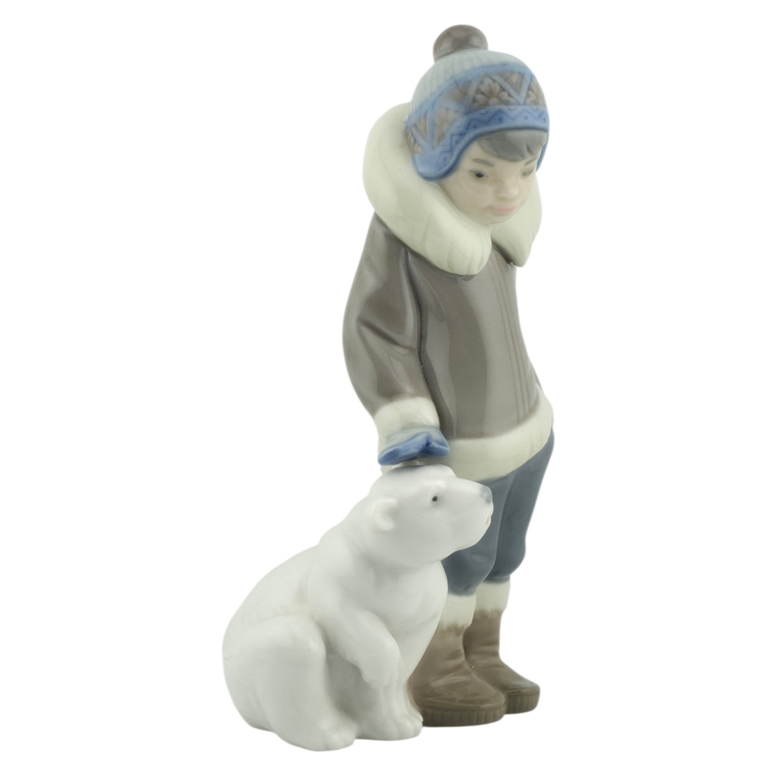LLADRO Retired Eskimo Boy with Polar Bear Cub 5238 Hand Painted Porcelain