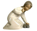 Lladro  Vintage Limited Edition Little Girl with Slippers Figure – Lladro porcelain figurine titled 'Little Girl with Slipper