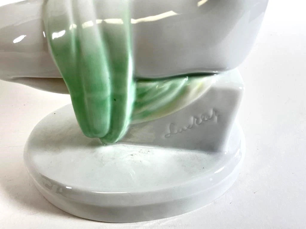 Vintage Herend Porcelain White Figurine Nude Lady Woman combing Hair