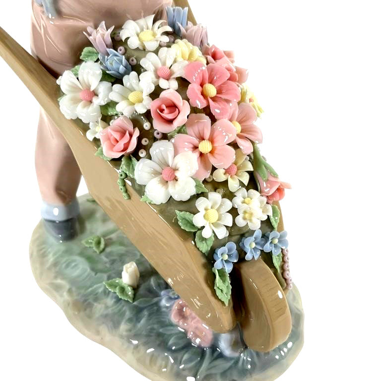 Lladro Limited Edition Porcelain Wheelbarrow with Flowers 1283 Rare