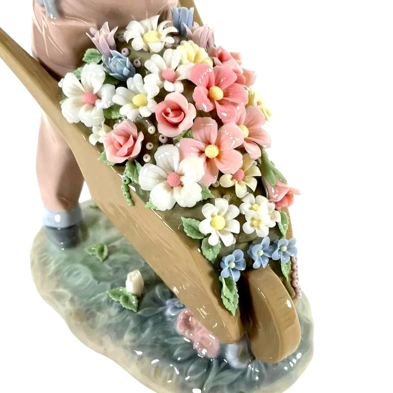 Lladro  Vintage Limited Edition Wheelbarrow with Flowers 1283