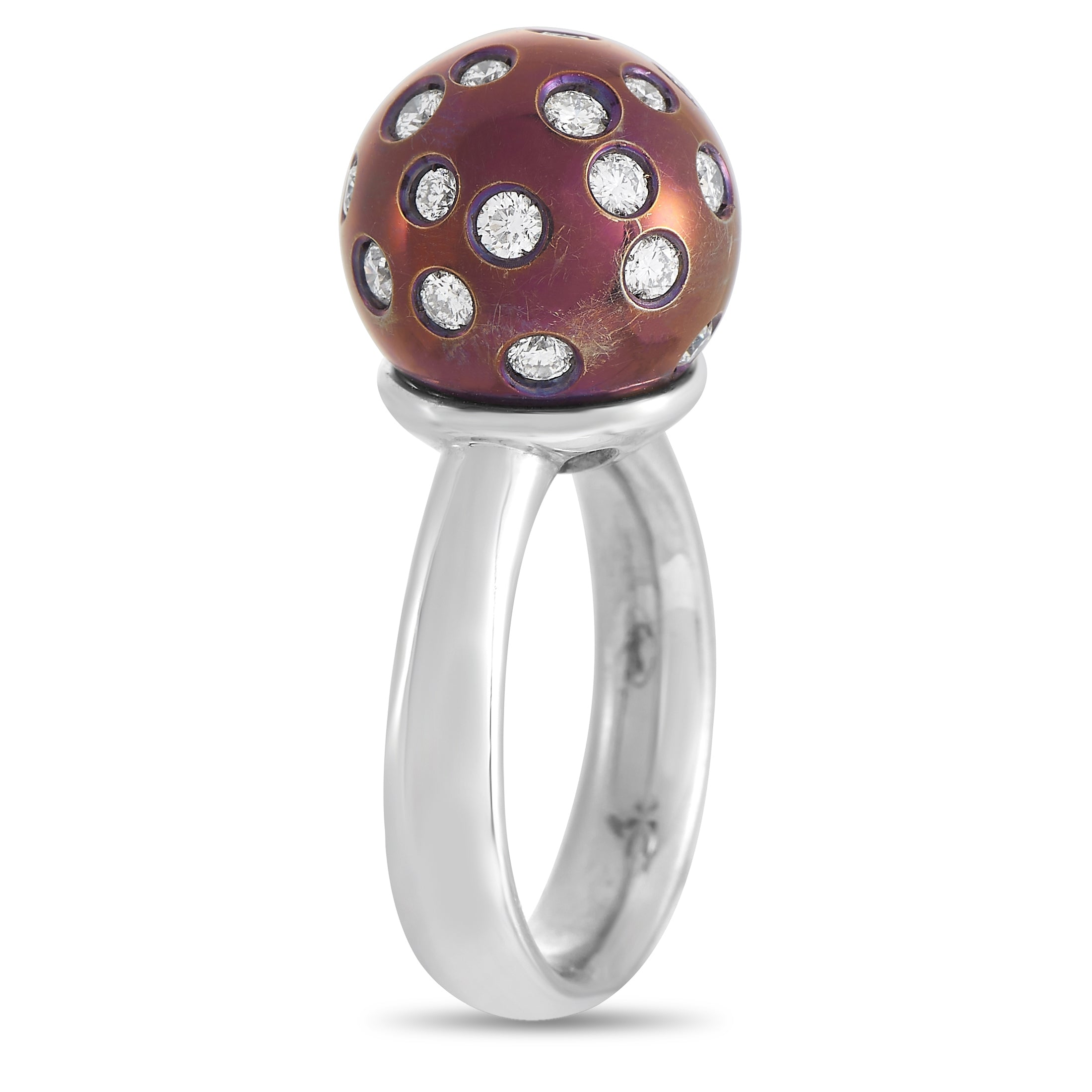 Salavetti 18K White Gold 0.98 ct Diamond Ball Ring