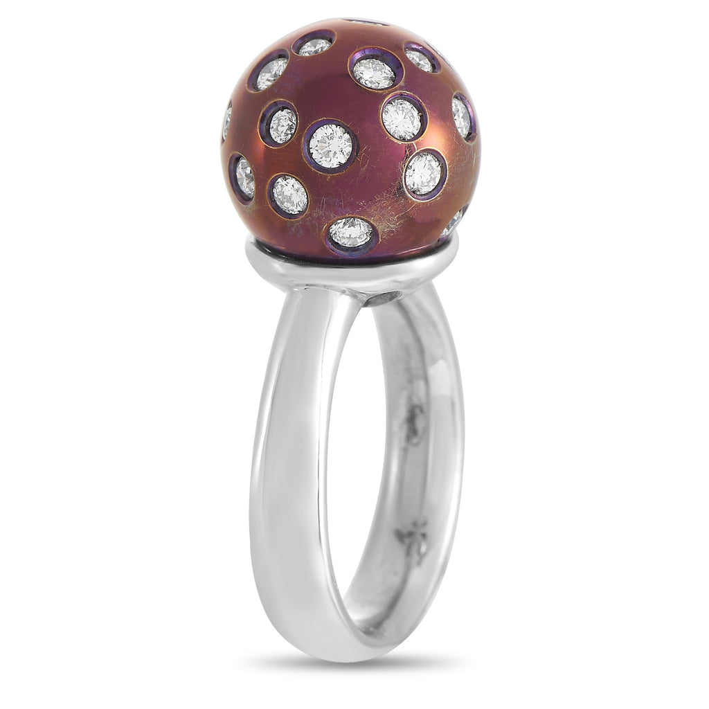 Salavetti 18K White Gold 0.98 ct Diamond Ball Ring
