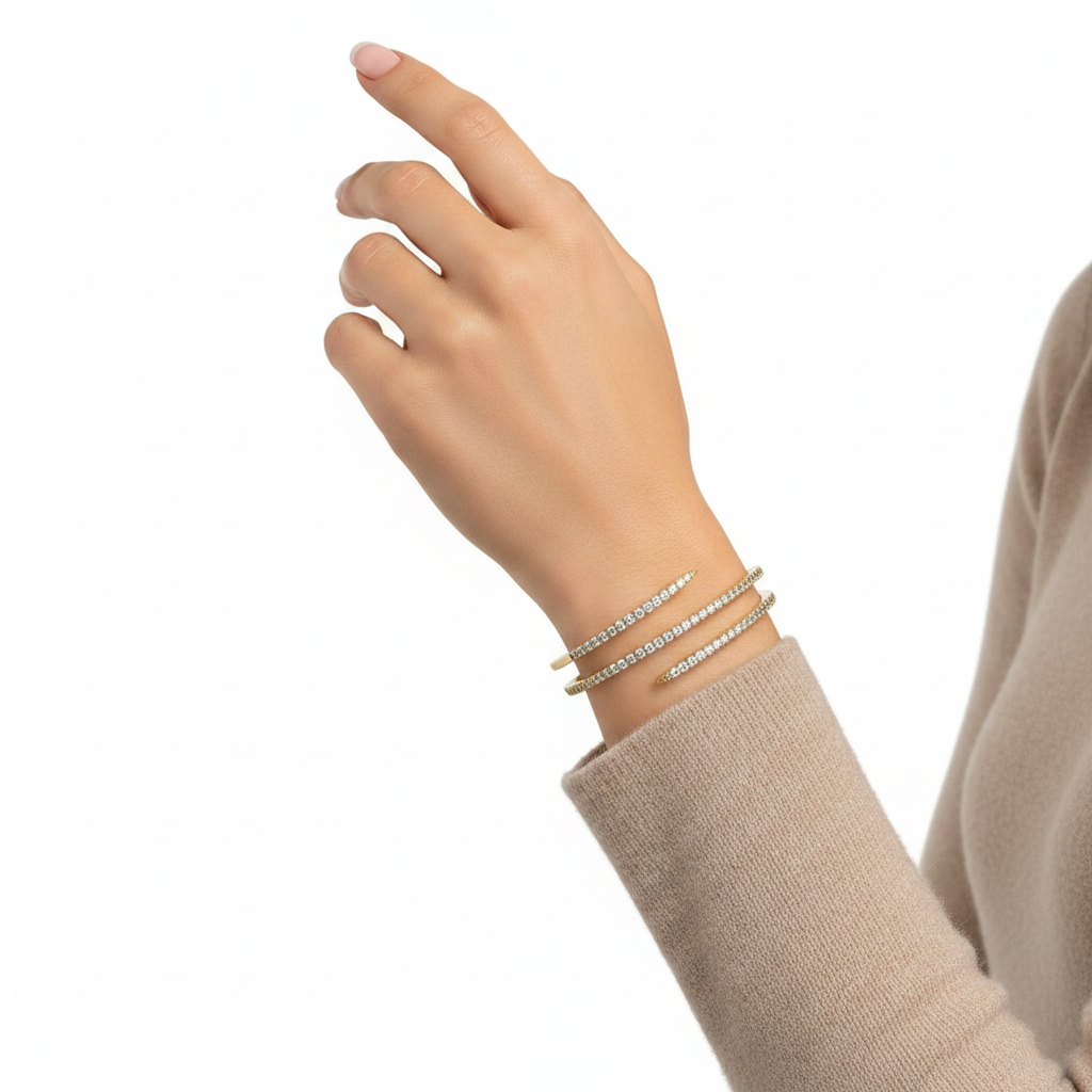 14K Yellow Gold 5.6ct Diamond Flexible Arm Bracelet