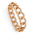 Gold diamond link bracelet with geometric links
