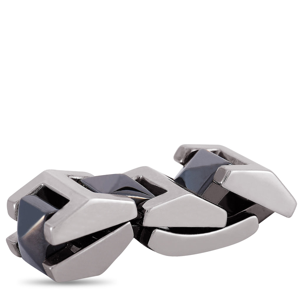 Versace 18K White Gold Black Ceramic Ring