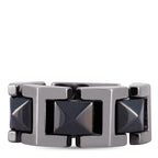 Versace 18K White Gold Black Ceramic Ring