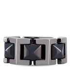 Versace 18K White Gold Black Ceramic Ring