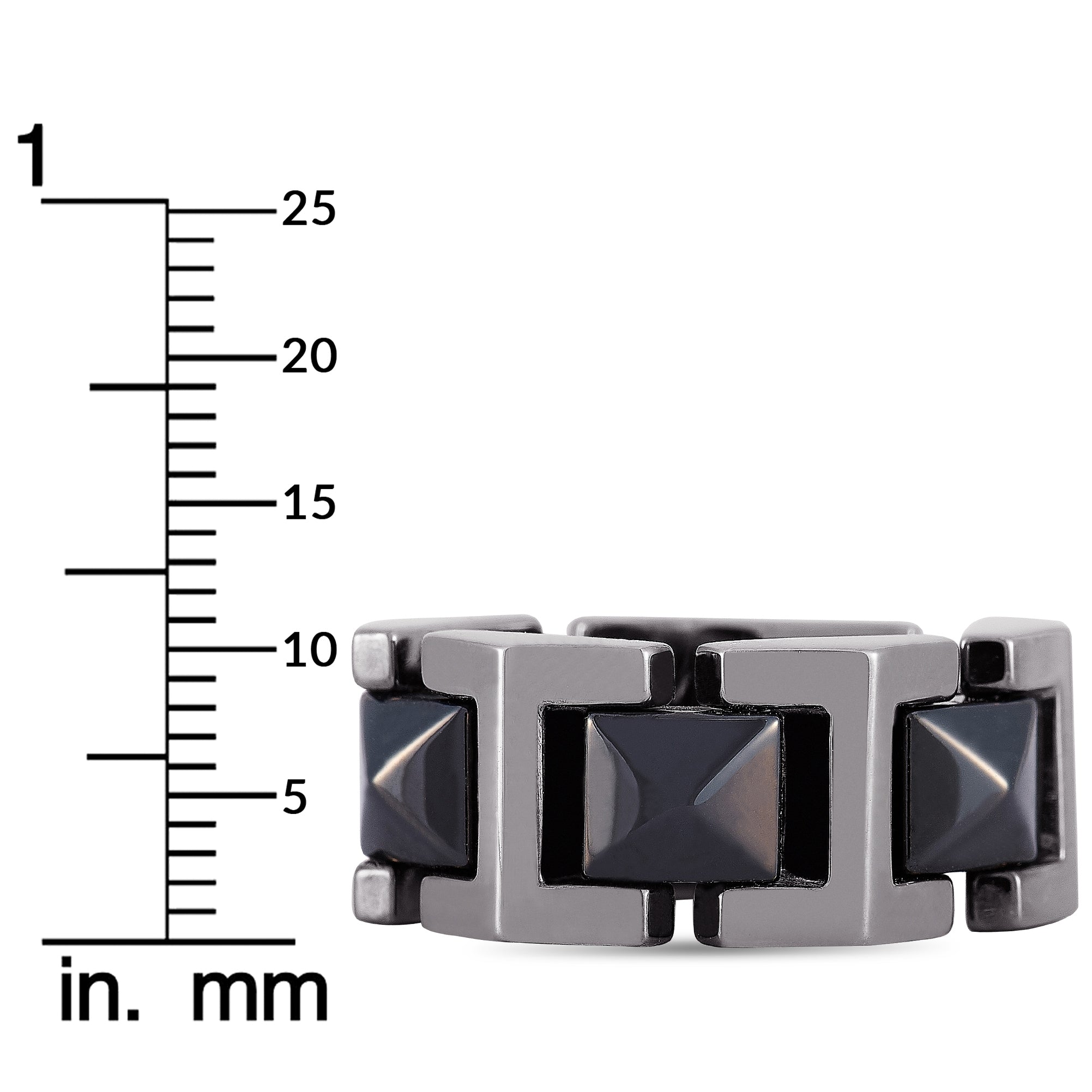 Versace 18K White Gold Black Ceramic Ring